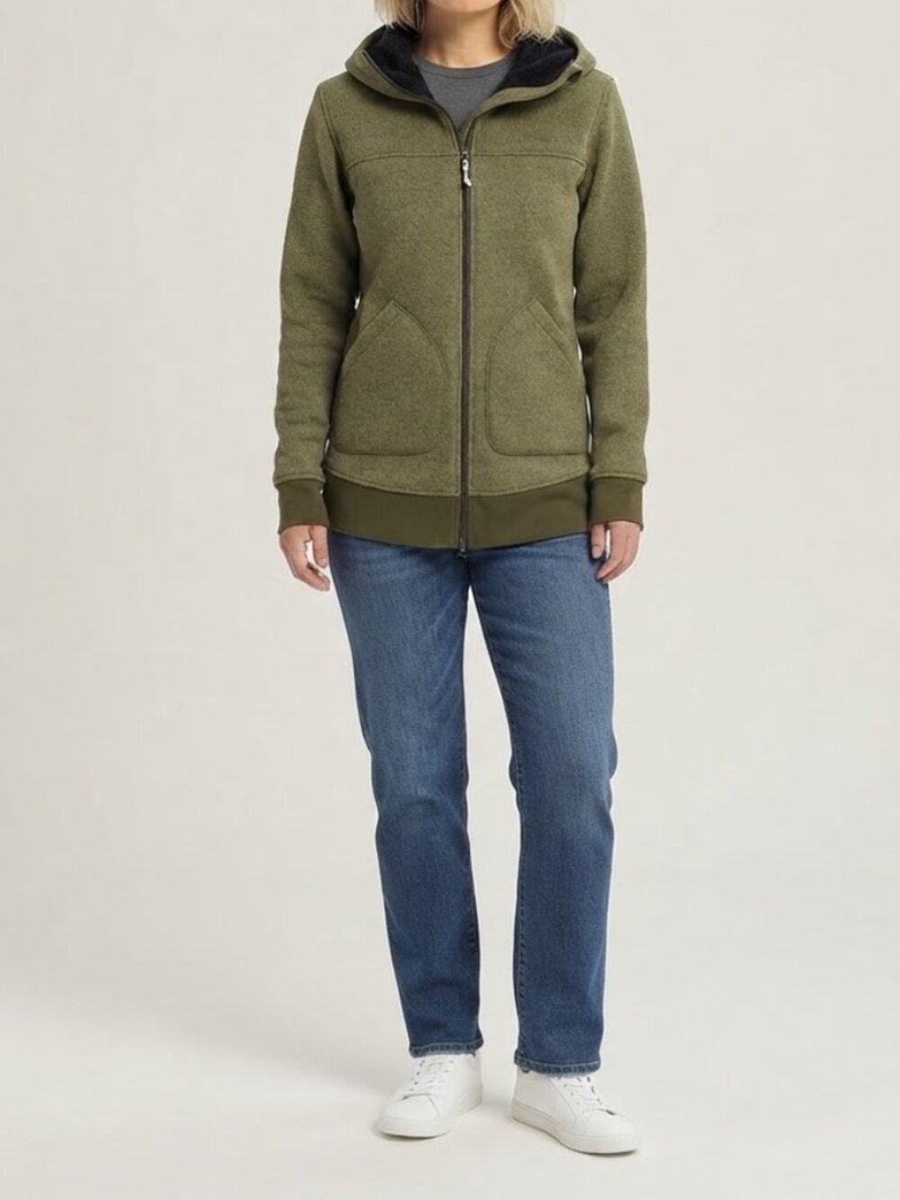 Burton - Longline Minxy Zip-Up Fleece Hoodie Sweatshirt | Small | Pine Heather